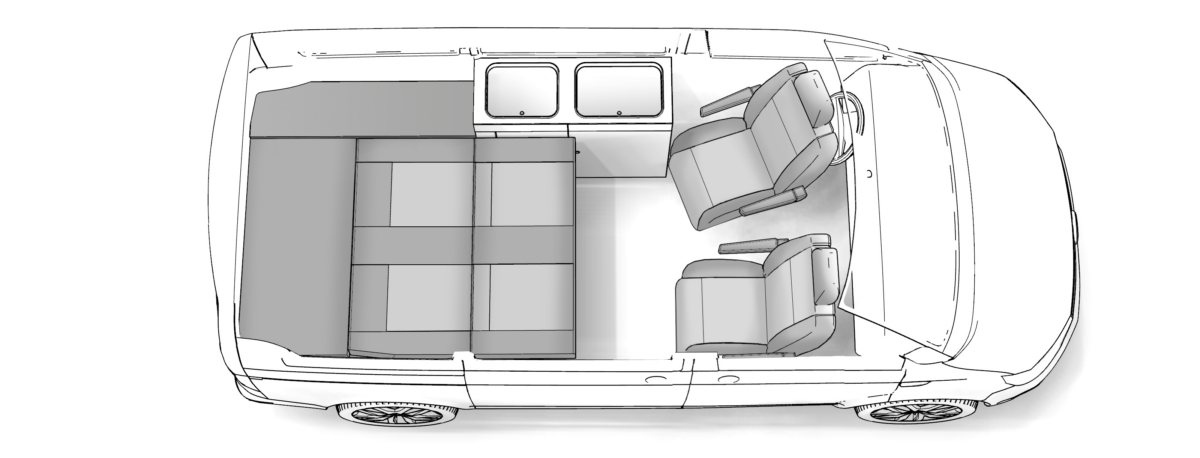 Grundriss Camper breites Bett