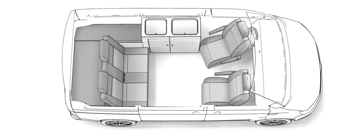 Grundriss Camper breites Bett